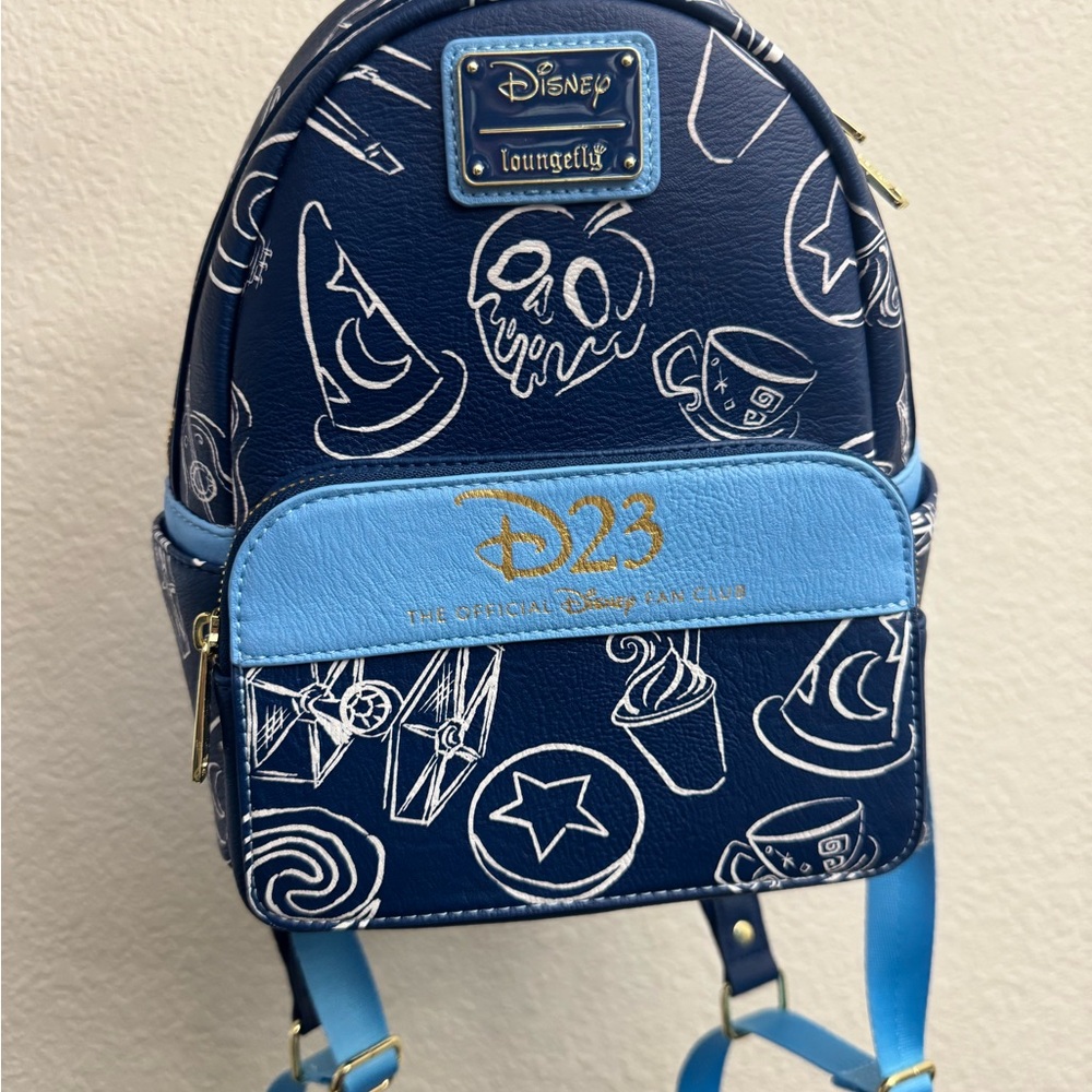 Disney D23 Blue Backpack with Gold Zipper